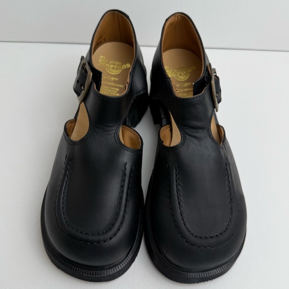 Vintage Dr. Martens England 90s Greasy Black Jazz Heel T Bar MIE Mary Janes UK 5 - Picture 4 of 15